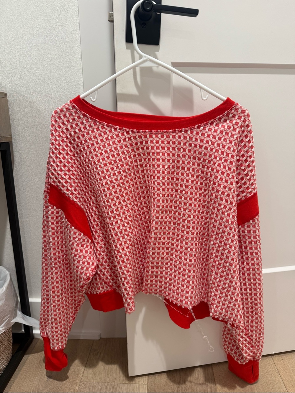 FP Movement by Free People Red and White Open-Back Knit Cardigan - Picture 2 of 4